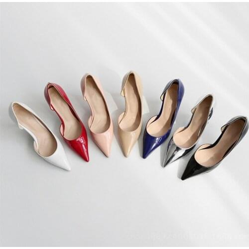 Womens shoes summer autumn shallow mouth patent leather pointy toe 9cm high-heeled thin heel dress shoe fashionable sexy shoeke