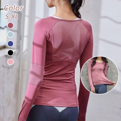 Womens Sports Wear For Fitness Running Jogging Seamless Long Sleeve Gym Woman Sport Shirt Yoga Top Female Workout Tops T-shirt