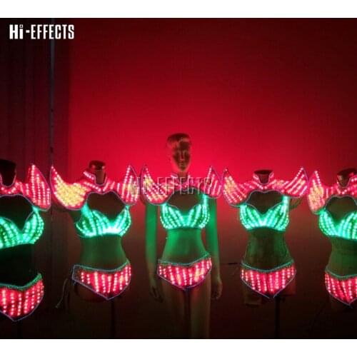 Women LED lighting suits luminous clothes lady sexy bra led Stage Performance Event Costume Led Illuminated Party Evening Dress