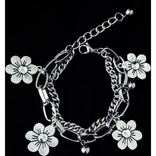 Flower Bracelet Anklet Woman Layered Bracelets Ladies Round Hollow Fashion Simplicity Chain Punk Silver Color Zinc Alloy Brincos