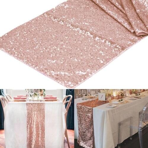 1pcs 30x275cm Gold Rose Gold Sequin Table Runner for Party Table Cloth Weddings Decoration Table Runners