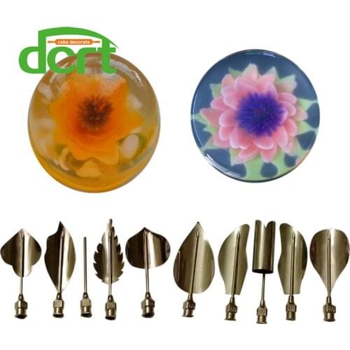10pcs/set 3d Jelly Flower Art Tools Stainless Steel Gracilaria Puding Nozzle Cake Decor Tools Set