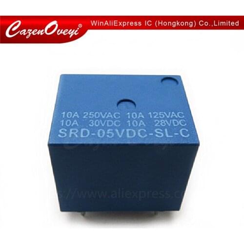10pcs/lot 5V DC Power Relay SRD-05VDC-SL-C T73-5V SRD-5VDC-SL-C 5Pin PCB Type In stock