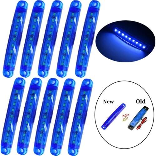 10pcs Blue Truck Trailer 24V 9 LED Truck Trailer Pickup Side Marker Indicators Light