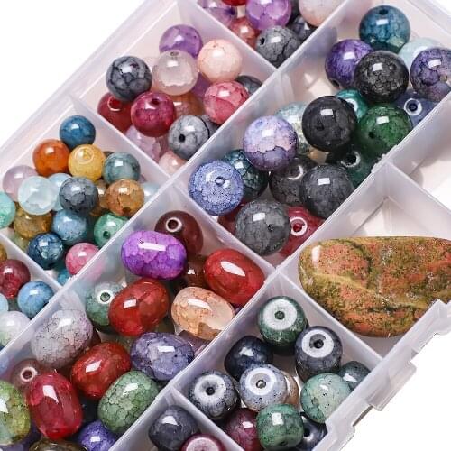 179pcs/set Natural Stone Beaded DIY Beads Kit for Bracelet Making Round Beads Loose Handmade Accessories Needlework