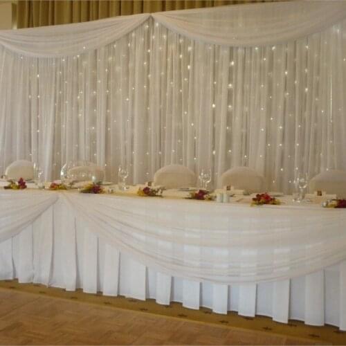20ft*10ft white Silk Wedding Backdrop wedding backdrop drapes curtain wedding decoration with Led light starlight curtain
