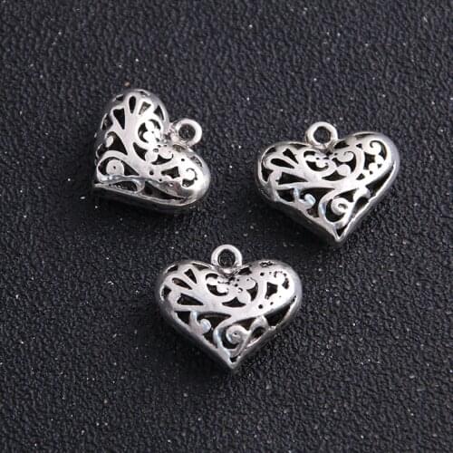 4PCS/Pack 10*19*23mm Antique Hollow love heart Pendant Charm Jewelry Finding Fit DIY