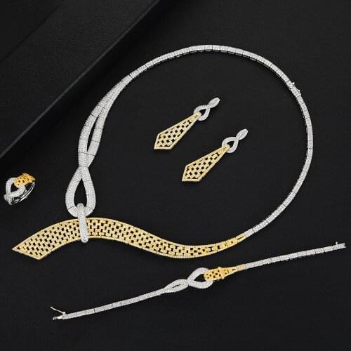 GODKI Luxury Elegant 4PCS Jewelry Women Wedding Cubic Zirconia Necklace Earring Bangle Ring Dubai Jewelry Set Jewellery Addict
