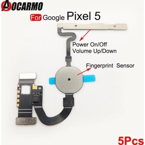5PCS For Google Pixel 5 Power On Off Volume Up Down Home Button Fingerprint Sensor Touch ID Flex Cable Repair Parts