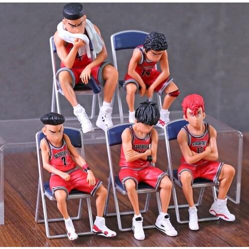 5Pcs/set SLAM DUNK Hanamichi Sakuragi Rukawa Mitsui Hisashi Akagi Miyagi Ryota PVC Action Figures Model Toys