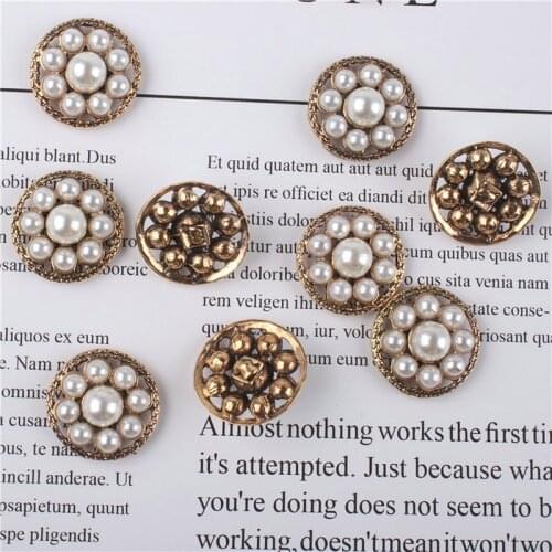 5pcs/lot Alloy Rhinestone Gold Pearls Small Hand Pendant Buttons Ornaments Jewelry Earrings Choker Hair DIY Jewelry Accessories