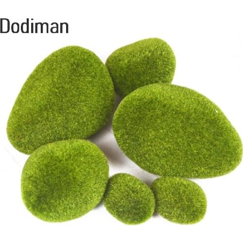 6PCS New Garden Decoration Artificial Green Moss Stone Home Ornaments Simulation Moss Stone Styling Home decoration