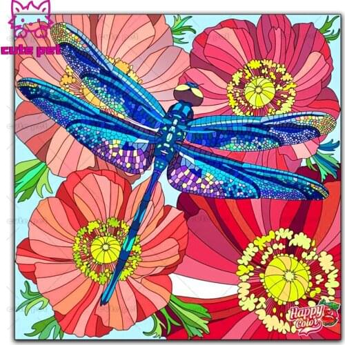 Diamond Painting Dragonfly and flower Diamond embroidery 5d Cross Stitch diy full square diamond rhinestone mosaic drill Decor