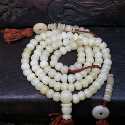 Big Natural Yak Bone 108 Prayer Beads Oil Smooth Surface Beads Buddhism Prayer Beads 6MM/8MM/10MM Free Shipping