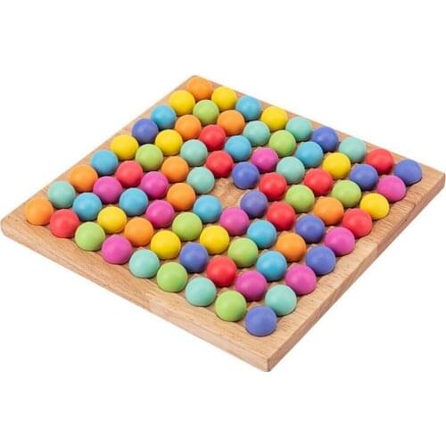 Wooden Go Games Set Dots Shuttle Beads Board Games, Educational Montessori Wooden Board Games with Rainbow Beads, Clip