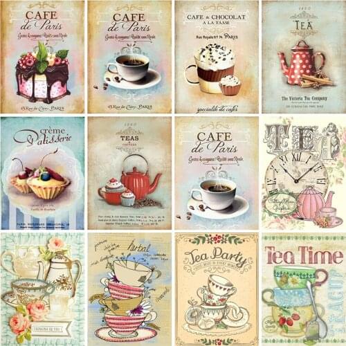 EverShine Diamond Embroidery Tea Cross Stitch Diamond Painting 5D Full Square Drill Landscape Mosaic Kits Cofffee Home Decor