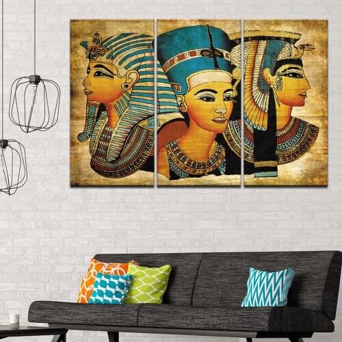 Canvas Painting Egyptian 3 Pieces Wall Art Painting Vintage Wall Poster Print for living room Home Decor