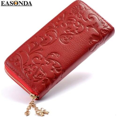 Italy Genuine Leather women wallet female clutch bag ladies coin money bag zipper card holder Organizer wallet luxury brand 2017