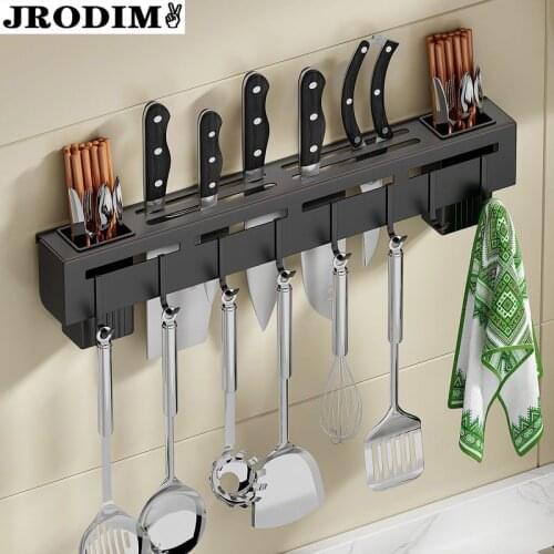 Kitchen Storage Shelf Free Punching Knife Holder Chopstick Holders Wall-Mounted Tableware Kitchenware Towel Storage Rack Shelf