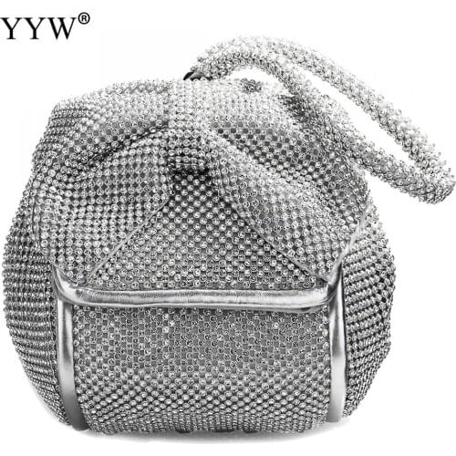 Pu Leather Clutch Bag Fashion Party Evening Handbag Purse With Rhinestone Women Sliver Hand Bags Female Day Bag Tote Girl