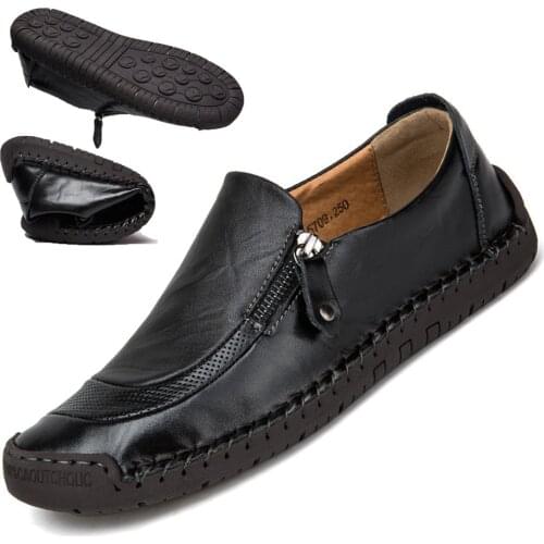 Men Shoe Luxury Genuine Leather Shoes Mens Loafers Casual Slip on Flats High Quality Designer Shoes Plus Size 38-48