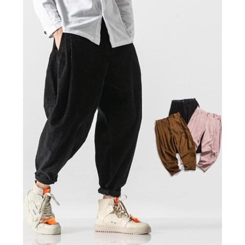 Men Harem Pants 2021 Spring Fashion Chinese Style Pants Mens Solid Black Sweatpants Male Loose Trousers Oversize