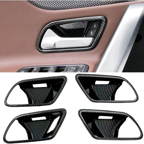 Carbon Fiber Printed Interior Car Door Handles Cover Trim for Mercedes-Benz A Class W177 V177 2019-2021 CLA C118 W118 2020