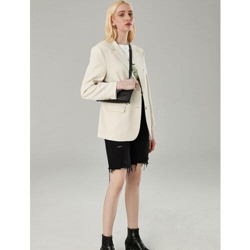 2020 spring and autumn new suit jacket female temperament casual thin two-button solid color flat collar coat
