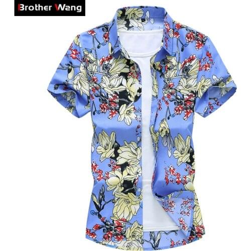 Plus Size 5XL 6XL 7XL Mens Hawaiian Short Sleeve Shirt 2020 Summer New Fashion Casual Printed Shirt Male Vacation Clothing