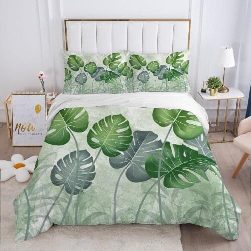 Luxury Duvet cover set Europe Queen King Size 3D Bedding set Print Bed linen Comfortable Quilt cover Bed Set Nordic leaf grey