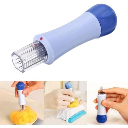 Wool Needle Felting Tool Felting Handle Holder with 7 Needle DIY Craft Needles Handle Clover Knitting Sewing Tools & Accessory