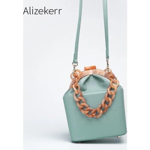 Women Box Bag Handbag Luxury Designer 2019 Acrylic Thick Chain Clip Bucket Bags Women Famous Brands Purses And Handbag For Girls