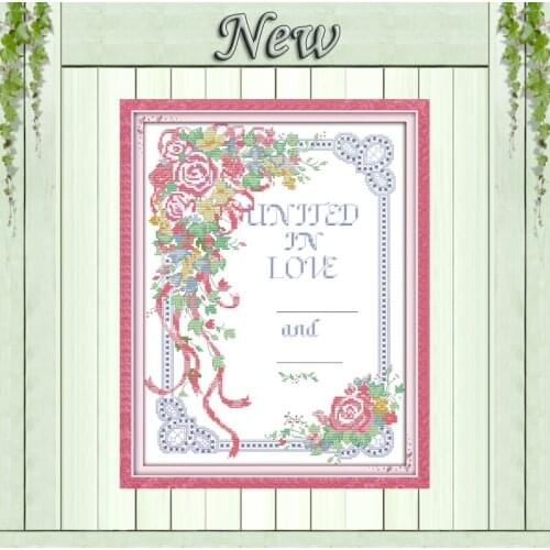 Wedding vows love flower decor painting counted print on canvas DMC 14CT11CT Chinese Cross Stitch Needlework Set Embroidery kits