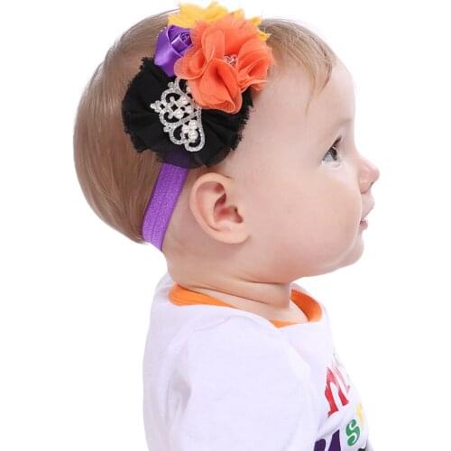 6PCS Black&Orange&Purple Kids Halloween Gift Hair Accessories For Girls Tiara Hair Bands Child Crown Headbands Mix Lot Wholesale