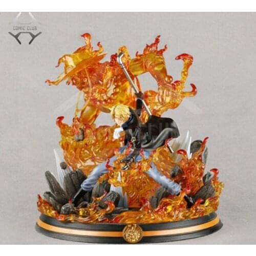 COMIC CLUB IN-STOCK One Piece 38cm sabo and flame ace gk resin statue contain led light figure for collection