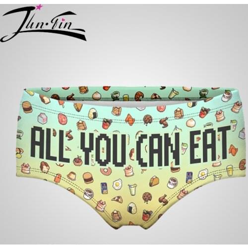 All you can eat 3D Print Sexy Panties women boxer Underwear Briefs calcinha de renda