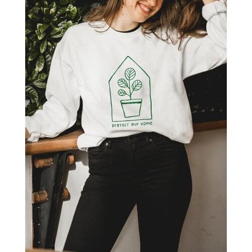 PROTECT OUR HOME - ORGANIC Saweatshirt funny Pullover graphic pure cotton jumper grunge quote women unisex Outfits Sweats top