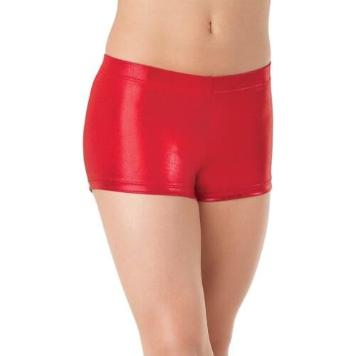 Women Low Waist Elastic Waistband Metallic Dance Booty Shorts Girls Shiny Stage Performance Shorts Ballet Shiny Dance Shorts