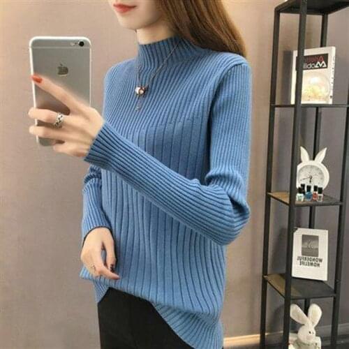 Women Spring Winter Style Knitted Sweater Pullovers Lady Casual Striped Printed Turtleneck Long Sleeve Pullovers Tops ZZ0024