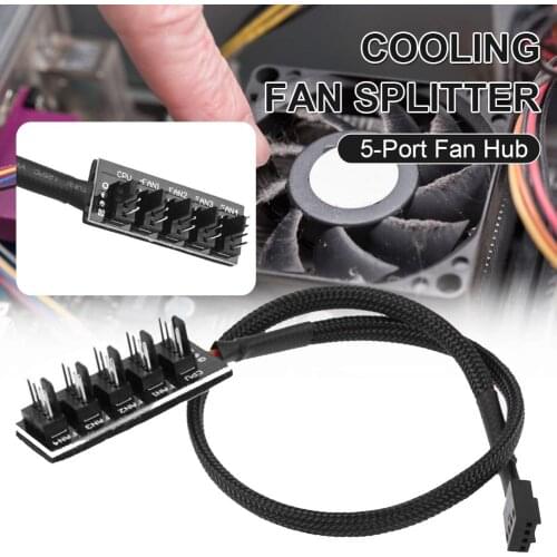 1PC 4-Pin Cooling Fan Splitter 1 To 5 Durable Sturdy Fan Hub Extension Cable Hub Fan HUB Supports 3-pin 4-pin Extension Cable