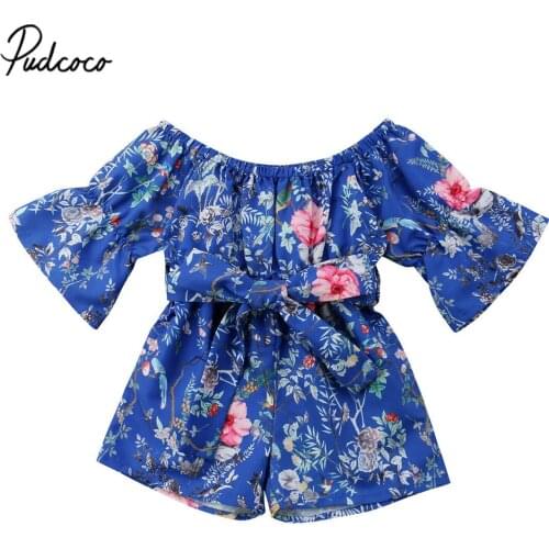 2019 Cute Floral Romper Baby Girls Clothes Jumpsuit Romper 6M-5Y Age Ifant Toddler Newborn Outfits Set Flower Print Hot Sale