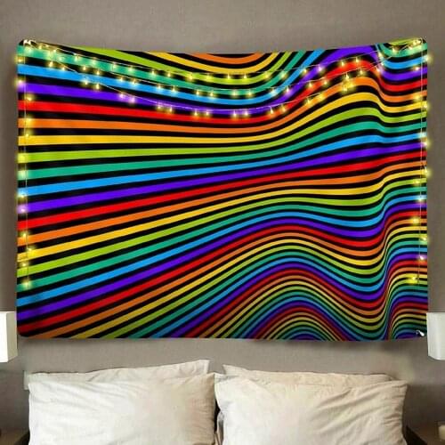3D Colorful Rainbow Road Yoga Tapestry Travel Sleeping Pad Polyester Fabric Wall Hanging Tapestry Home Decor