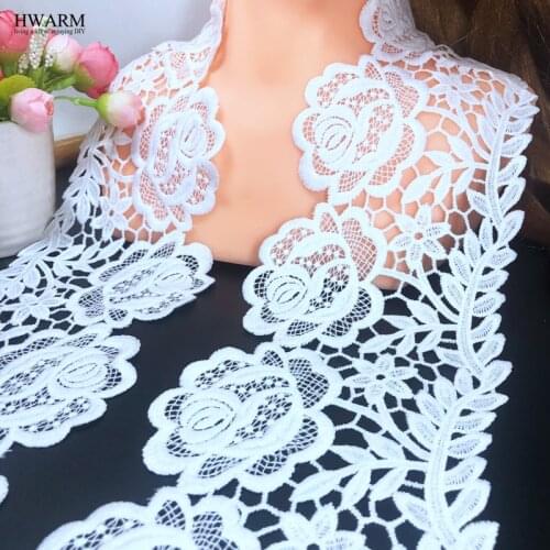 5yard 11cm african lace fabric ribbon arts craft sewing fabric white rose DIY handwork wedding arts craft sewing trim Exquisite