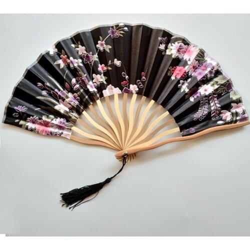 Bamboo Folding Hand Held Flower Fan Summer Vintage Chinese Dance Party Pocket Gifts Wedding Colorful Dropshipping