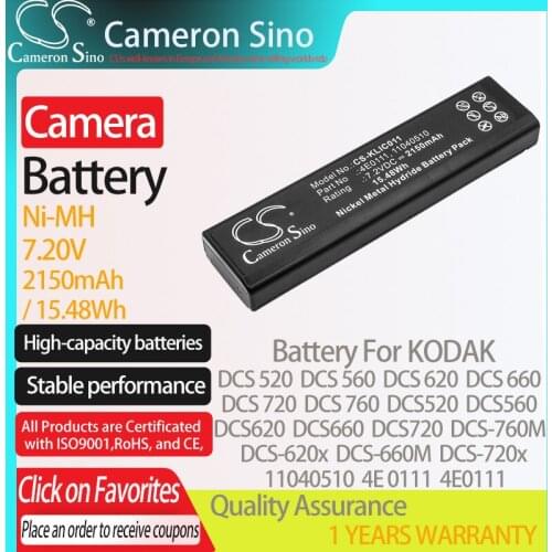 CameronSino Battery for KODAK DCS 520 DCS 560 DCS 620 DCS 660 DCS-620x DCS-720x DCS-760M fits Canon DR-17 DR-17AA camera battery