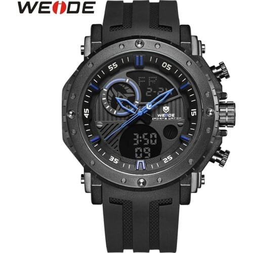 WEIDE Casual Model Stop Watch Back Light Alarm Chronograph Auto Date Analog Digital Display Movement Silicone Strap Wrist Watch