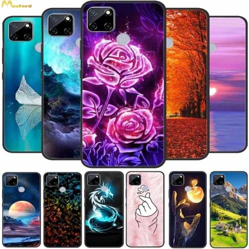For Realme C25 Case Cute Silicone Soft TPU Phone Cover For OPPO Realme C25S Case 6.5" RealmeC25 C 25 Funda Capa Black TPU Bumper