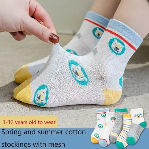 Boys Children Sport Casual Cotton Mesh Socks Cute Cartoon Baby Kids Socks Summer 5 Pairs/Lot