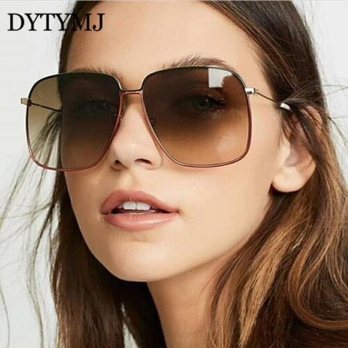 DYTYMJ Square Sunglasses Women Metal Frame Oversized Luxury Brand Designer Sunglasses Women Retro Sun Glasses Gafas De Sol Mujer