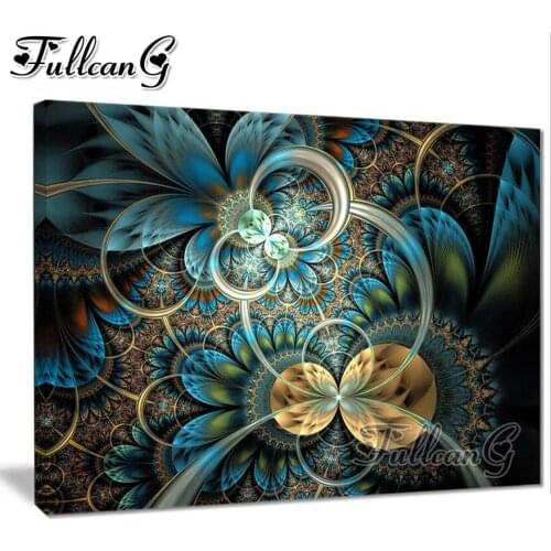 FULLCANG Fantasy crystal flower diy 5d mosaic diamond painting full square round drill rhinestone embroidery sale decor FC3173